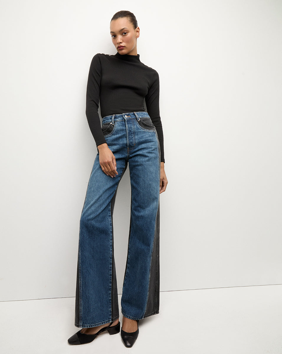 Two-Tone High-Rise Wide-Leg Jeans | Taylor Denim