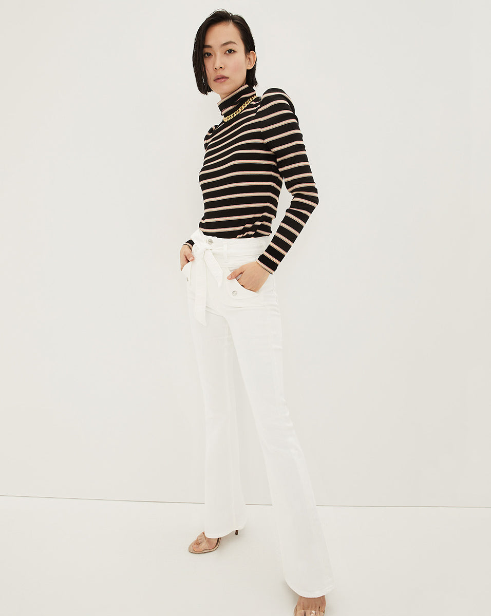 Skinny-Flare Jeans with Tie Waist & Premium Denim | Giselle