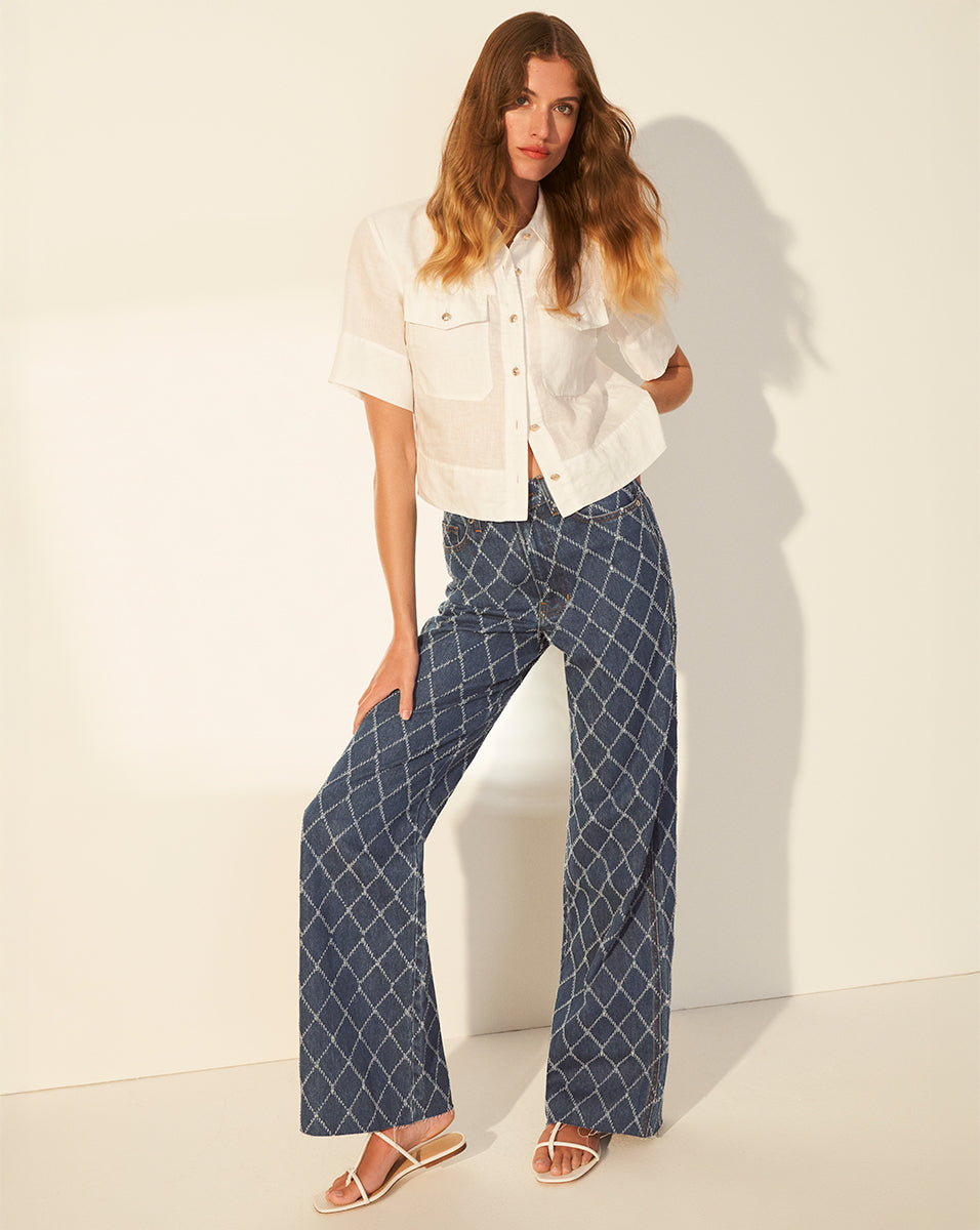 Lightweight Linen Shirt with Cropped Boxy Fit & Pockets | Spruce