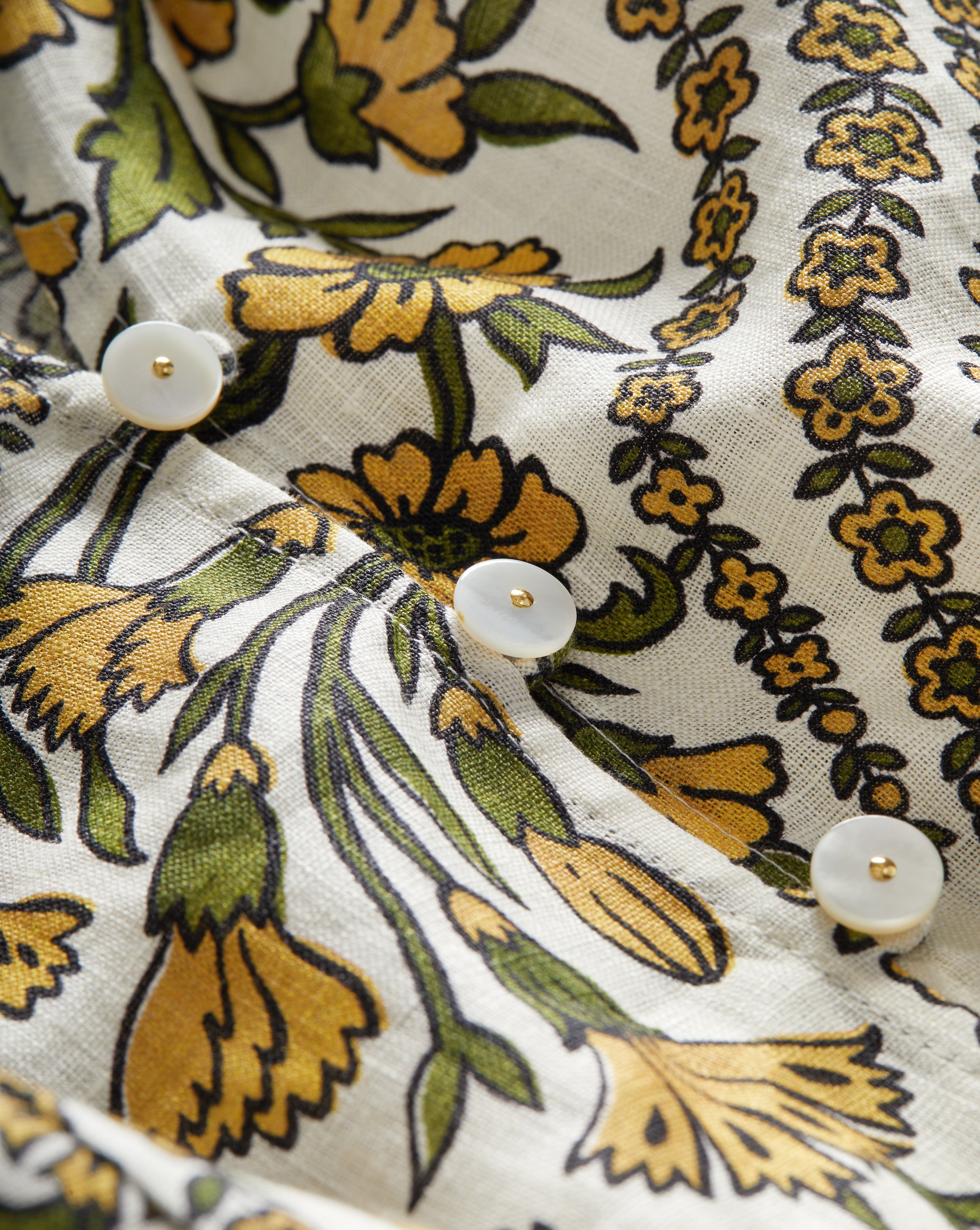 Linen V-Neck Blouse with Floral Print & Blouson Sleeves | Ailani
