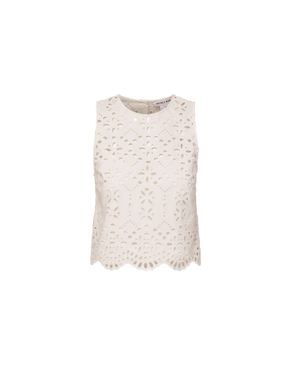 Eyelet Cotton Tank Top with Scalloped Hem | Adelyn