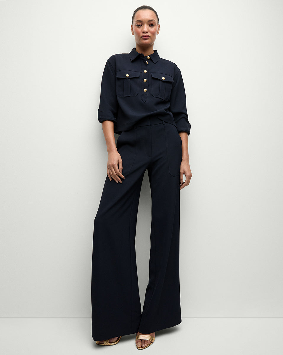 Women's Cropped Safari Shirt with Flap Pockets | Colvin Top