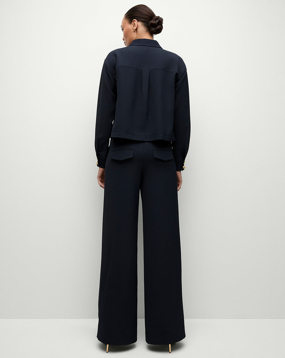Women's Cropped Safari Shirt with Flap Pockets | Colvin Top