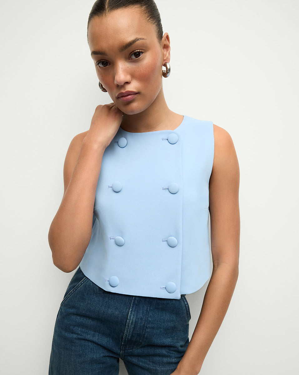 Women's Cropped Vest | Collarless Boxy Design | Drexley