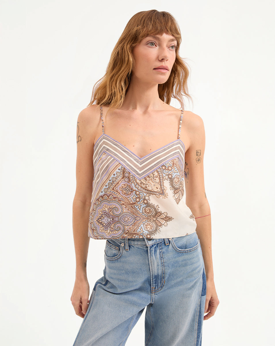Silk Paisley Print Tank Top | Cropped & Bohemian | Millon