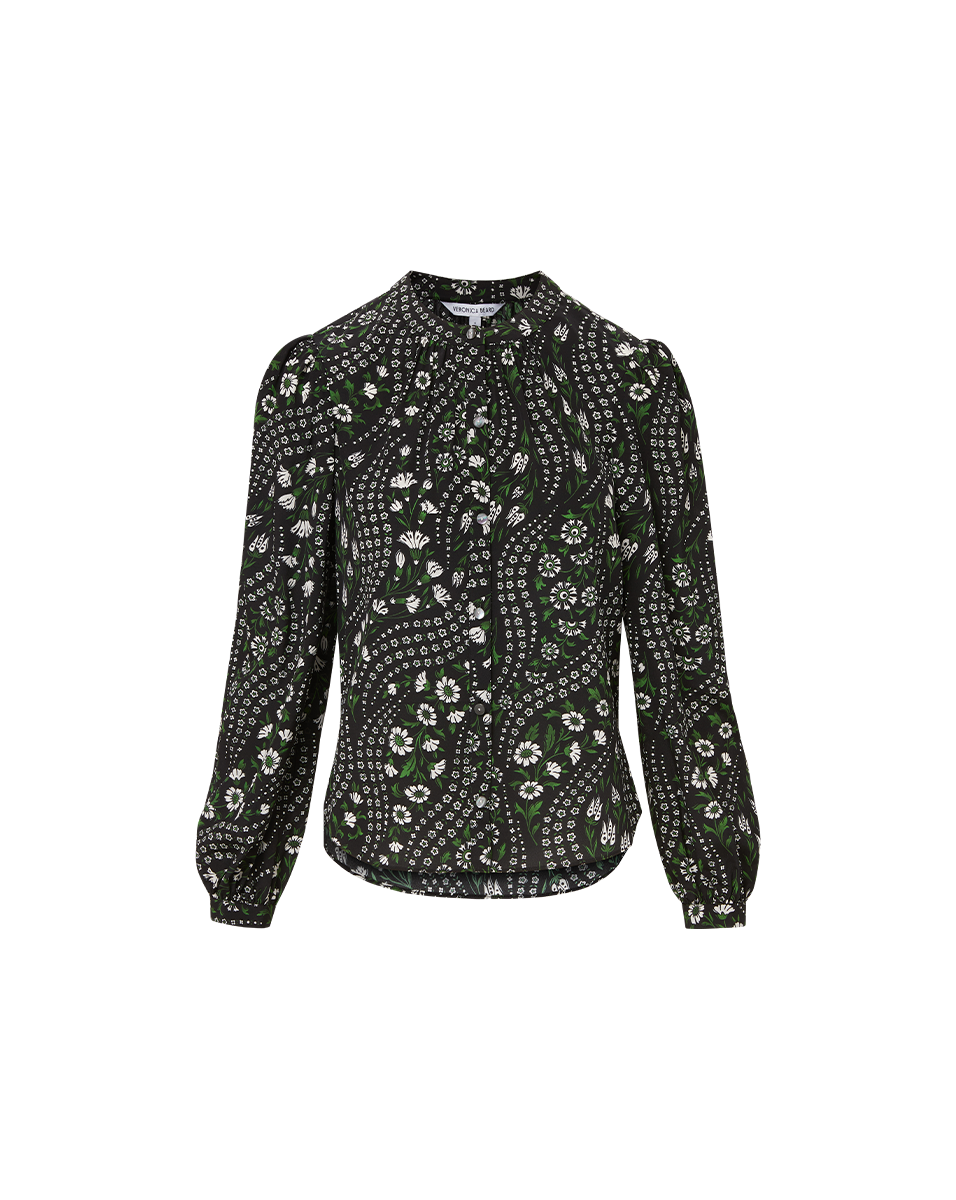 Silk Blouse with Floral Print & Blouson Sleeves | Ashlynn