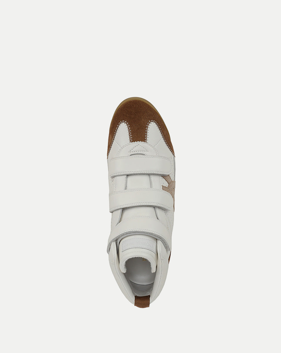 White Leather High-Top Sneakers with Velcro Closure | Nima