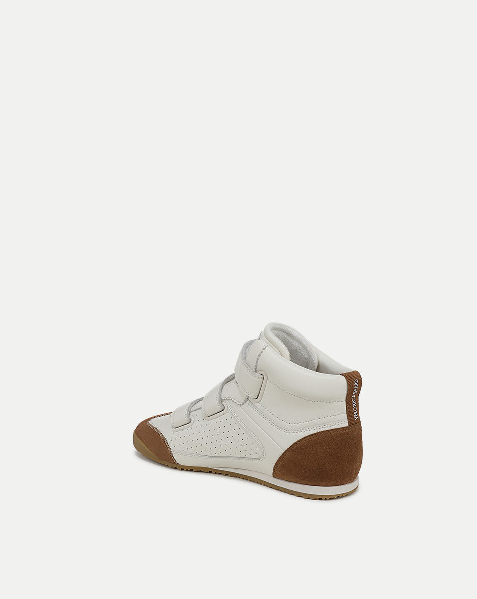 White Leather High-Top Sneakers with Velcro Closure | Nima