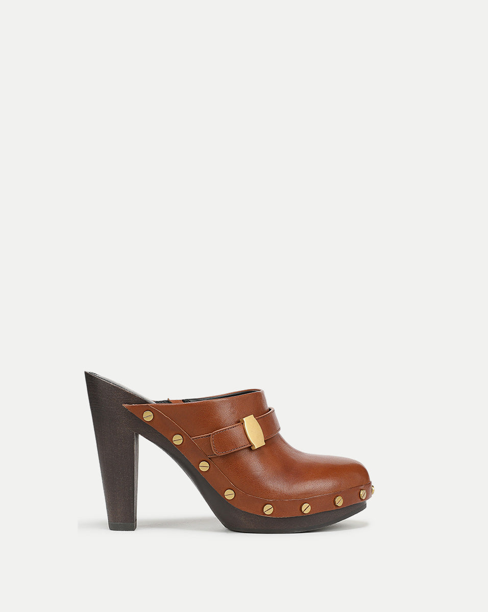Leather Platform Clogs with 4.25" Heel | Giana