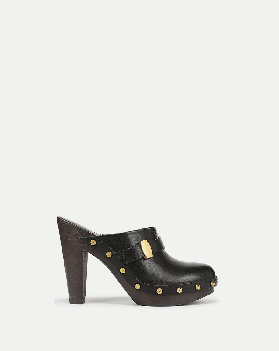 Leather Platform Clogs with 4.25" Heel | Giana