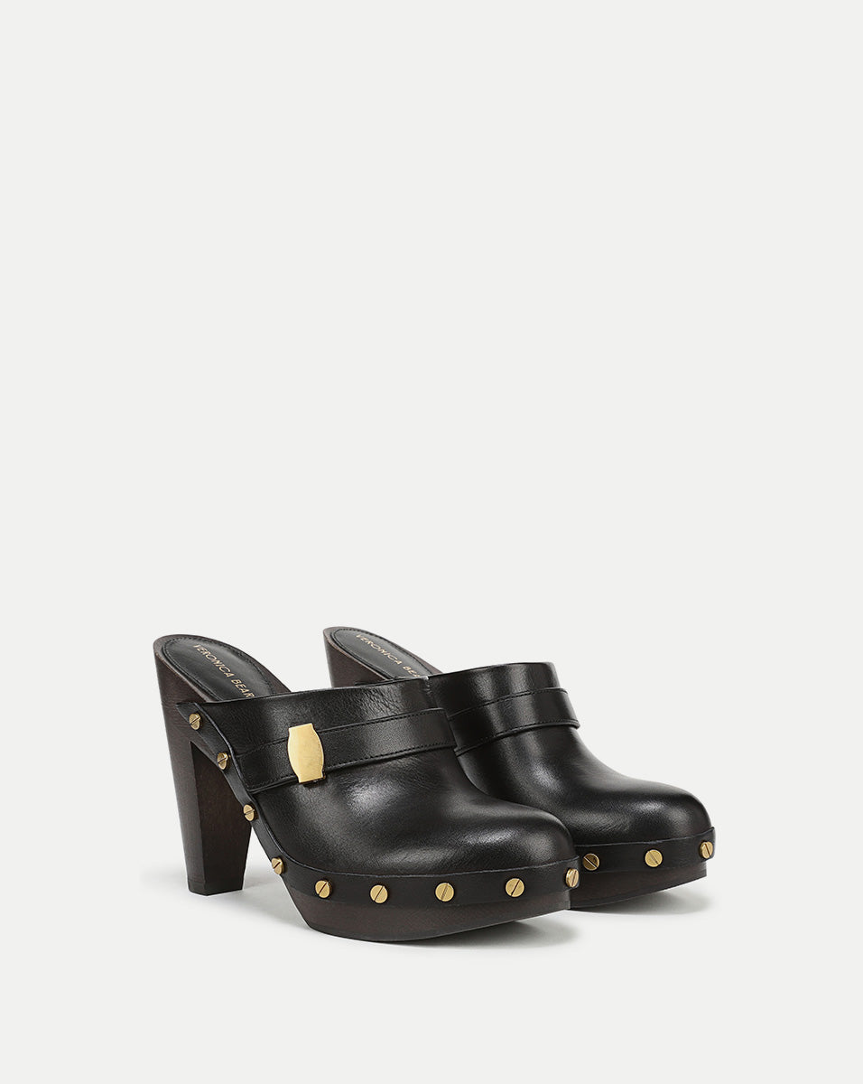 Leather Platform Clogs with 4.25" Heel | Giana