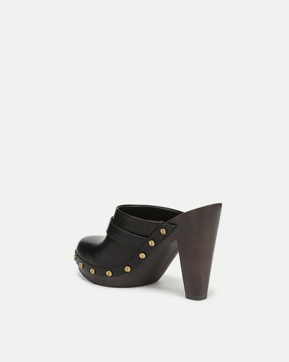 Leather Platform Clogs with 4.25" Heel | Giana