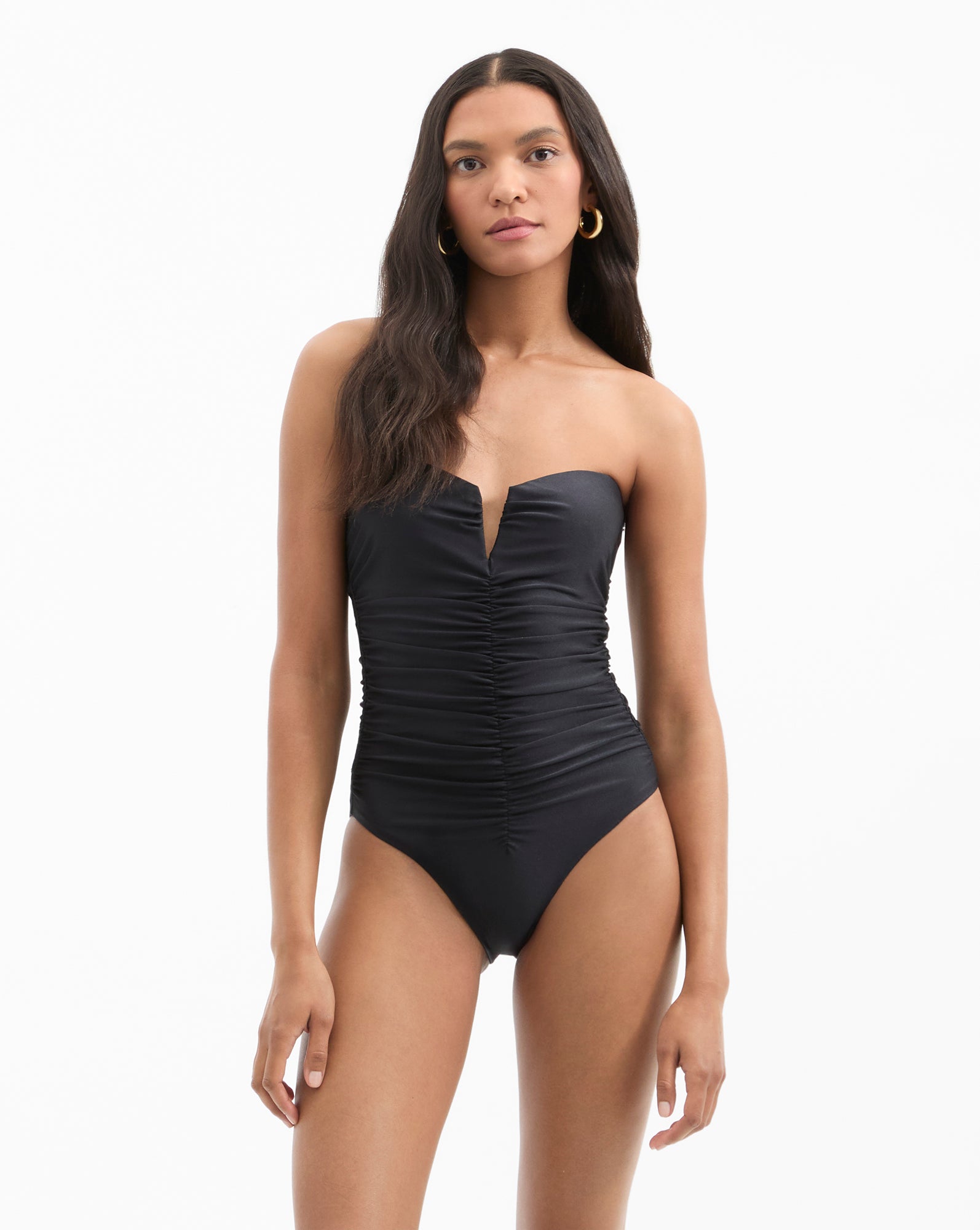 Flattering One-Piece Swimsuit with Bust Support & V-Detail | Arpel