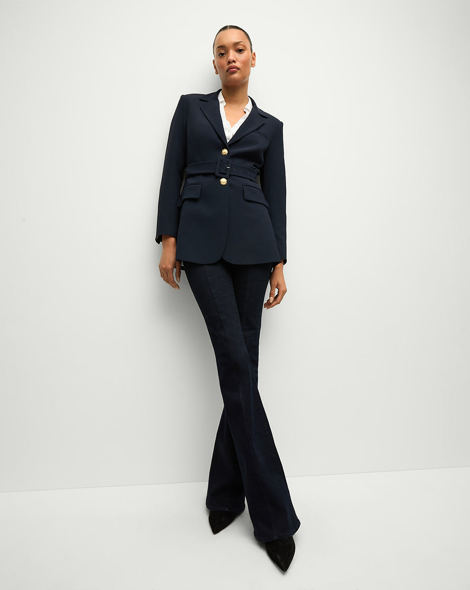 Elongated Blazer with Removable Belt & Gold Buttons | Ryanne Jacket