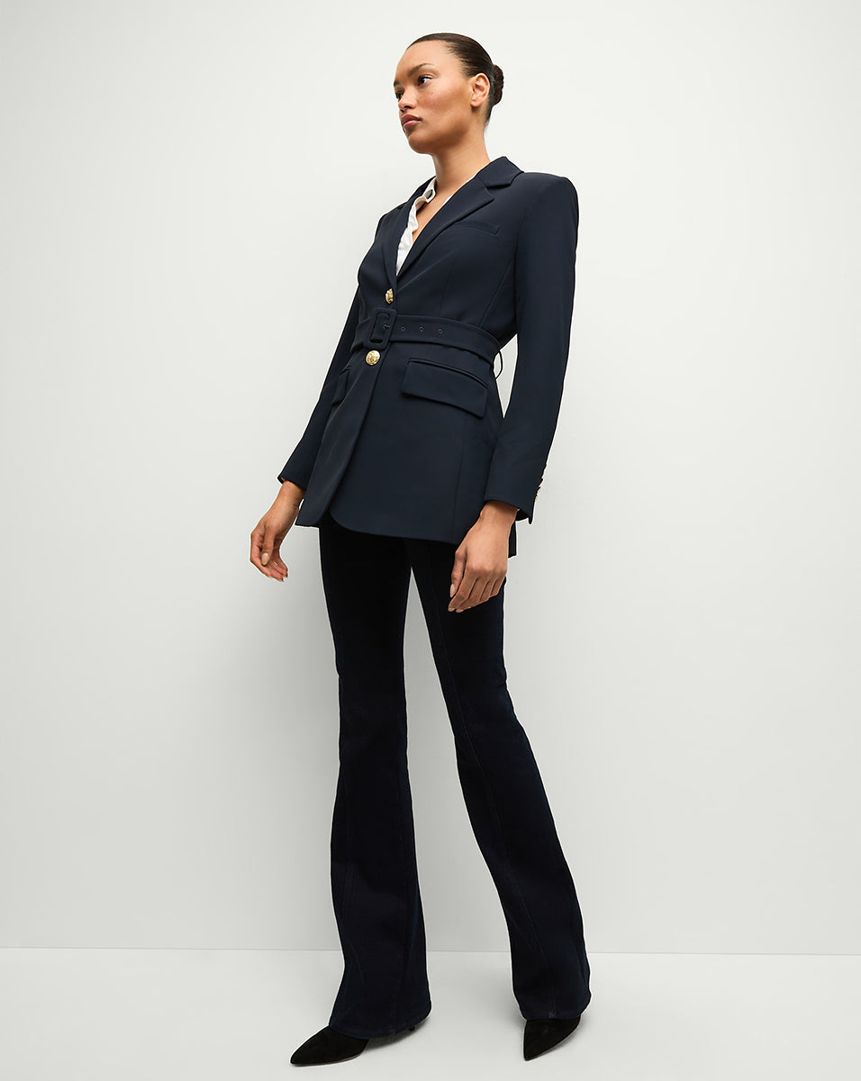 Elongated Blazer with Removable Belt & Gold Buttons | Ryanne Jacket