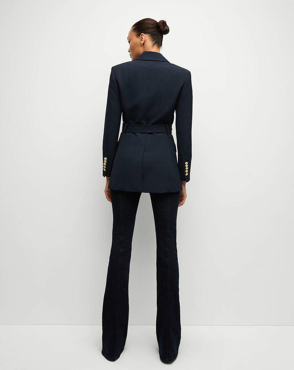 Elongated Blazer with Removable Belt & Gold Buttons | Ryanne Jacket