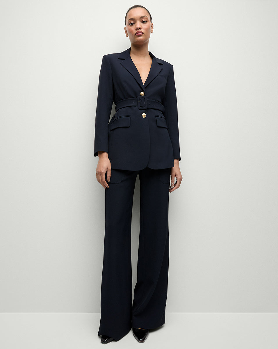 Elongated Blazer with Removable Belt & Gold Buttons | Ryanne Jacket