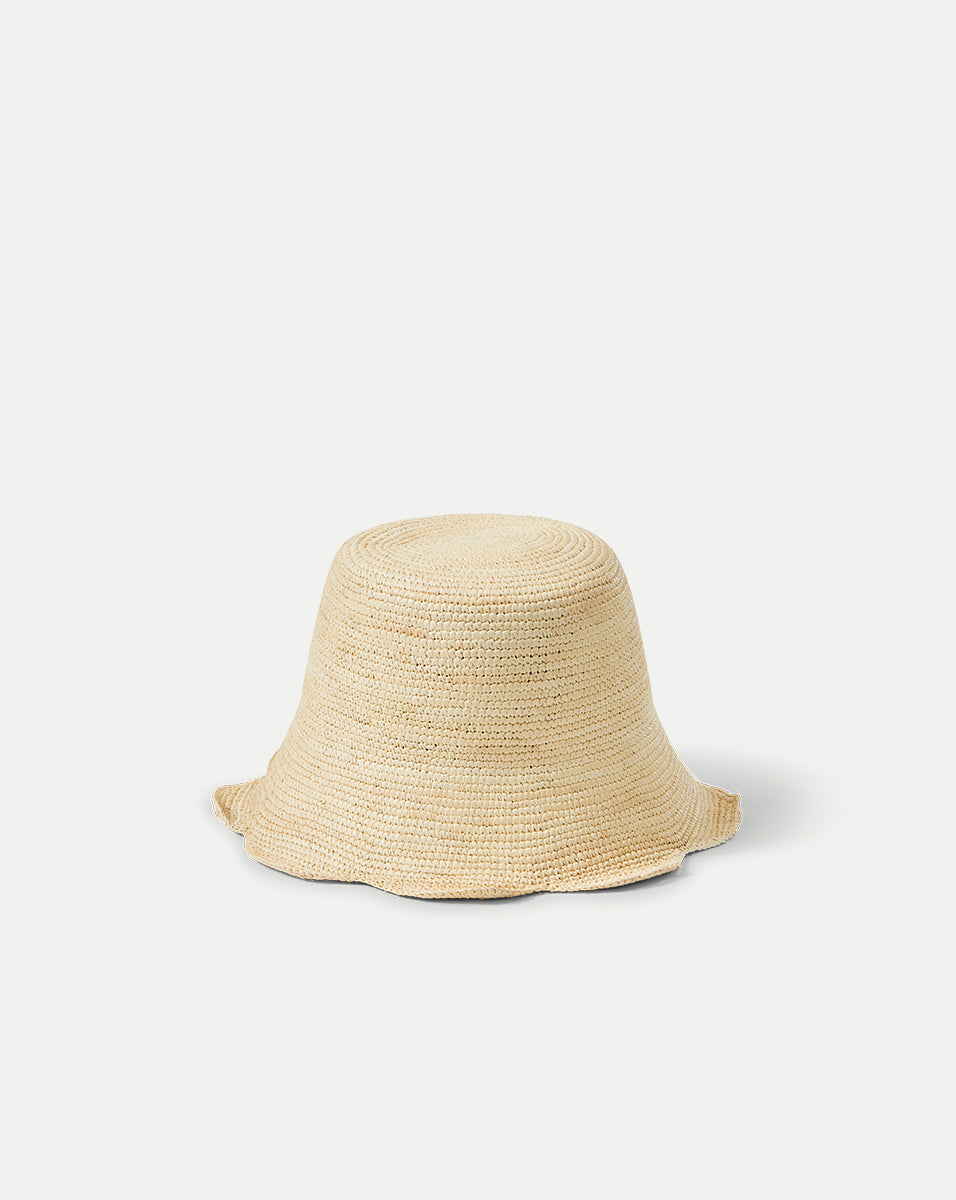 Packable Straw Bucket Hat with Scallop Trim & UPF 50+ | Freya