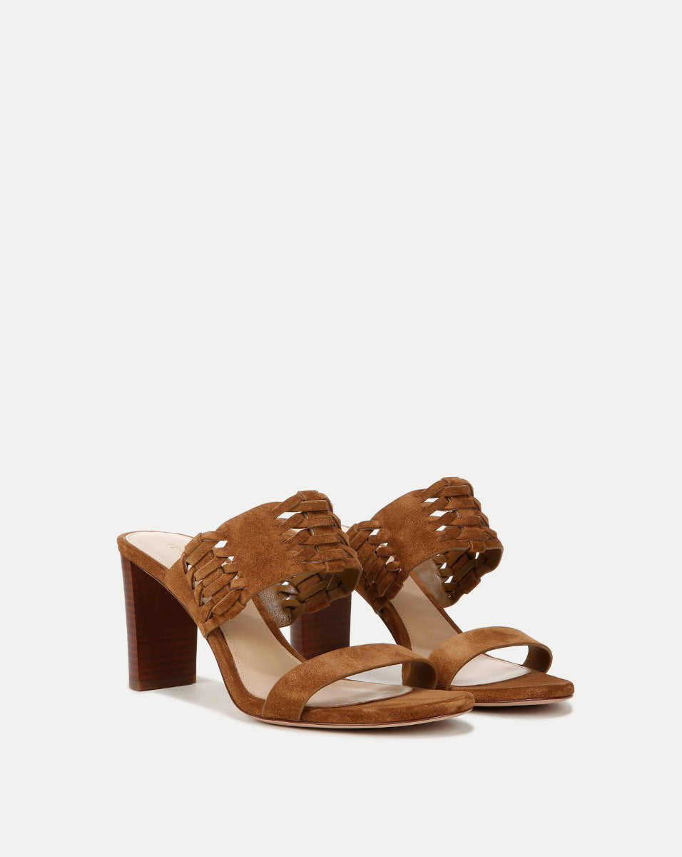 Georgie Suede Sandals with 3" Block Heel & Cushioned Footbed | Luxe Comfort