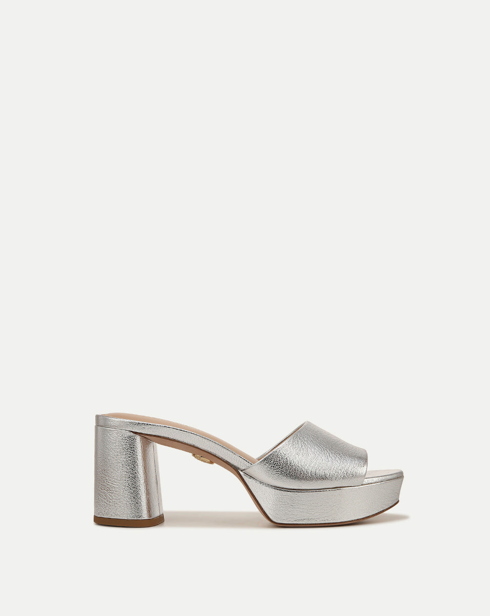 Metallic Leather Platform Sandals with 2 3/4" Heel | Dali