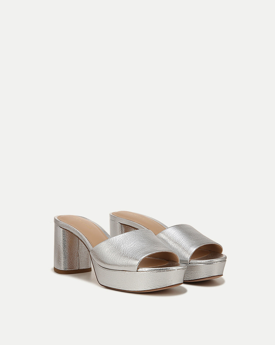 Metallic Leather Platform Sandals with 2 3/4" Heel | Dali