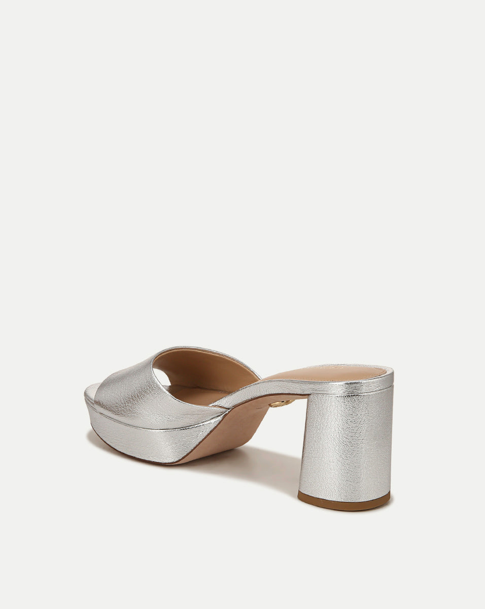 Metallic Leather Platform Sandals with 2 3/4" Heel | Dali
