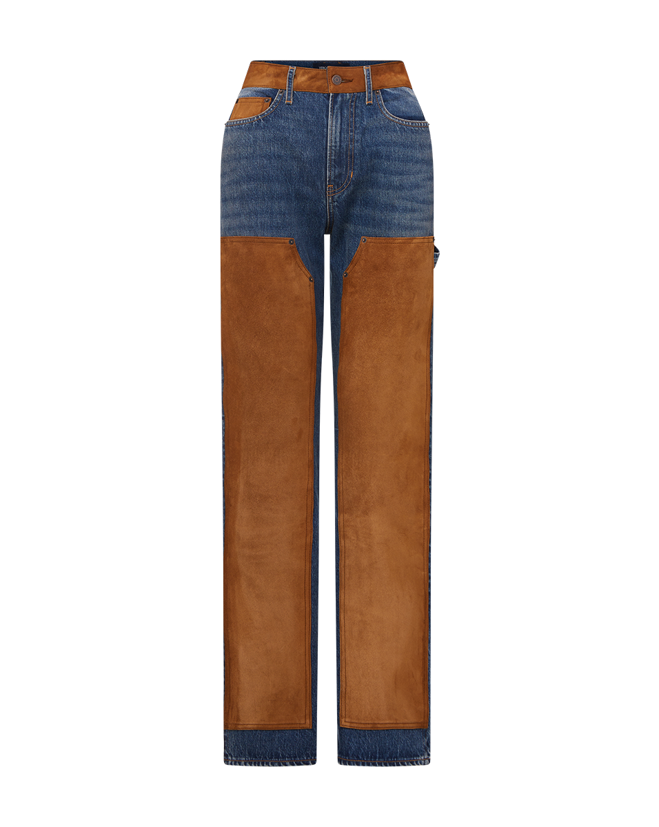 Suede-Patchwork Straight-Leg Jeans | Premium Italian Denim | Dylan