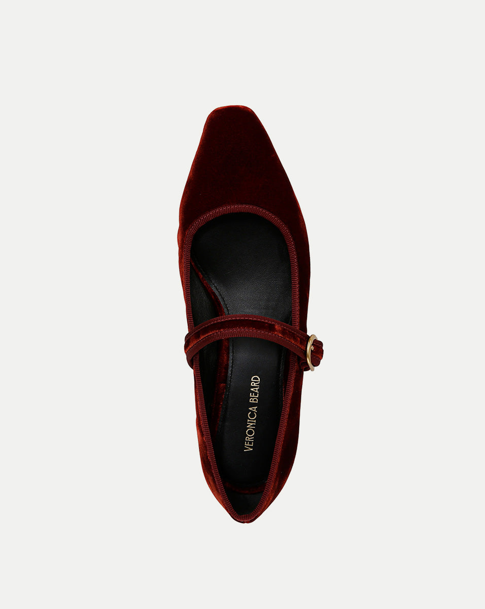 Velvet Mary Jane Ballet Flats with Buckle Strap | Cade
