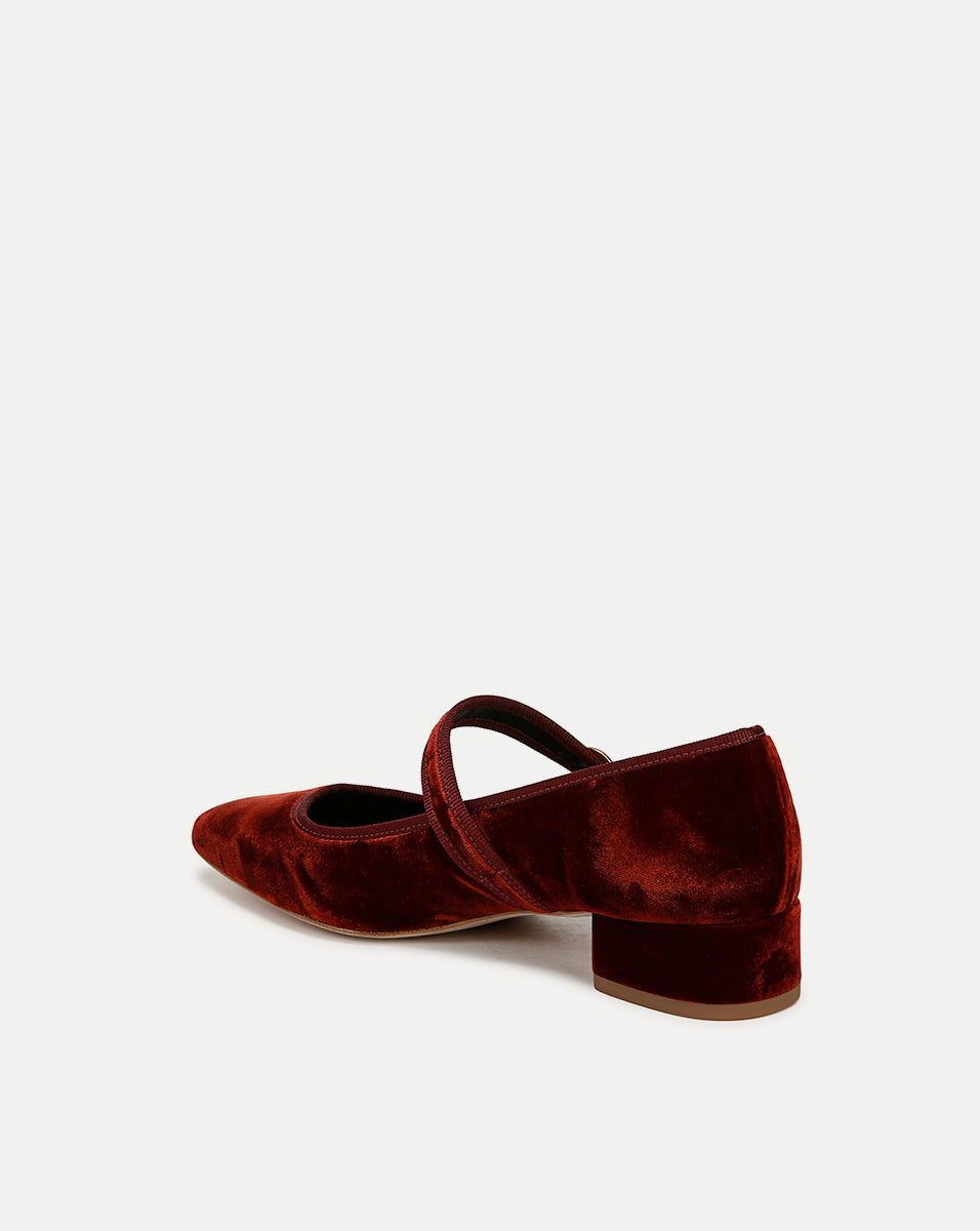 Velvet Mary Jane Ballet Flats with Buckle Strap | Cade