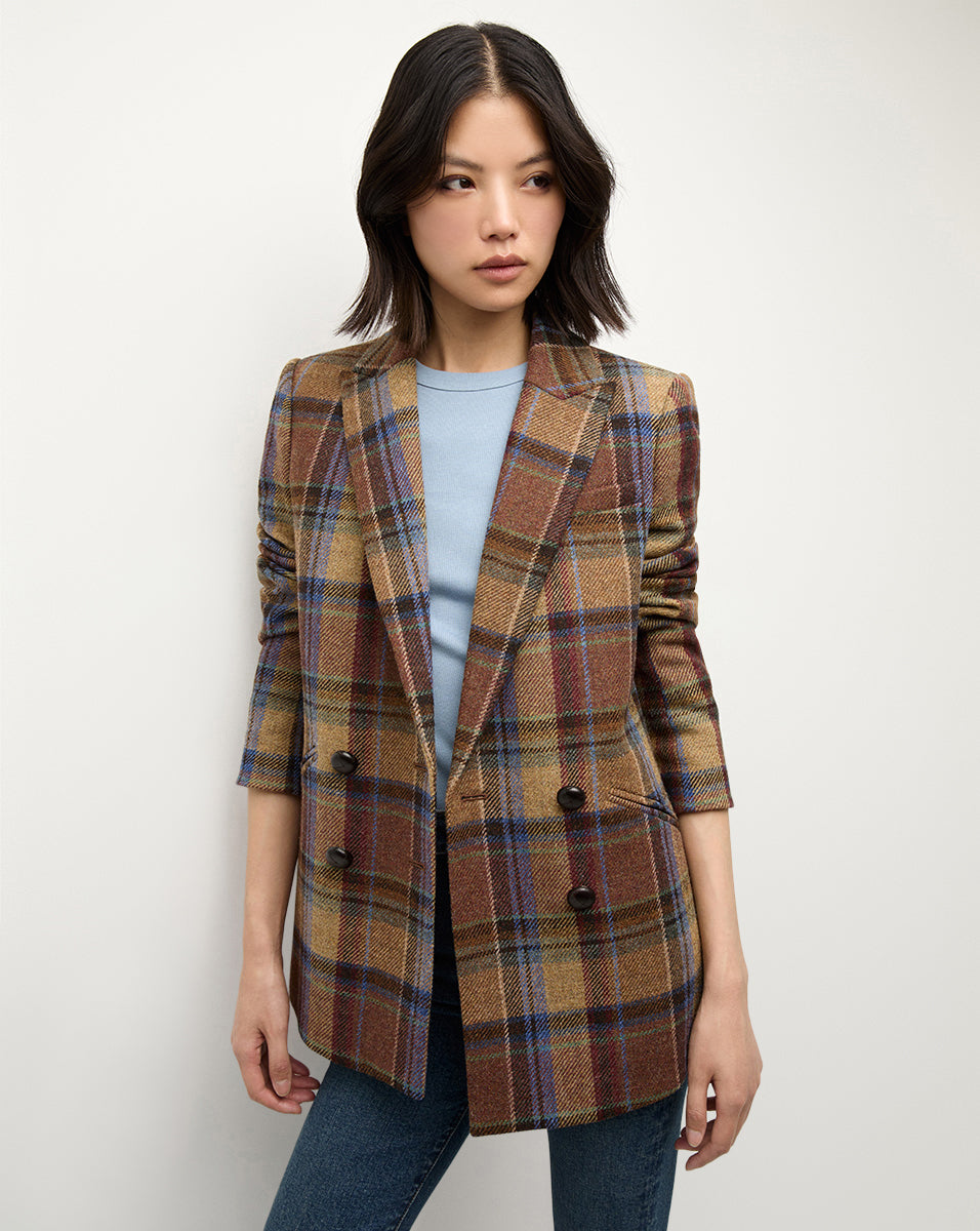 Wool Dickey Jacket for Women | Oria Double-Breasted Plaid Coat