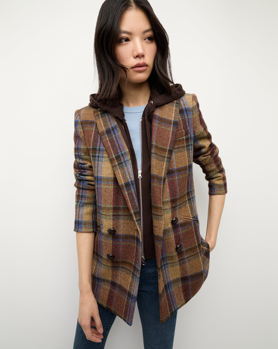 Wool Dickey Jacket for Women | Oria Double-Breasted Plaid Coat
